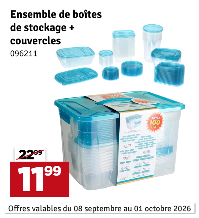 Lot de boîtes de conservation 100 pièces